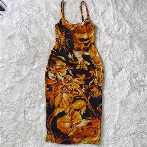 Orange and black flower dress